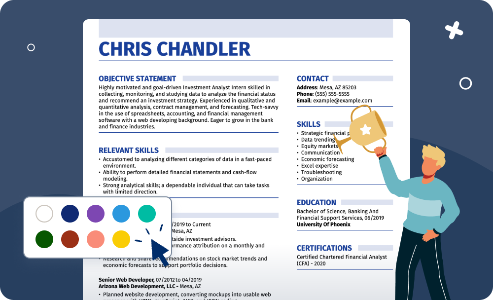 Resume submenu navigation icon for user interface