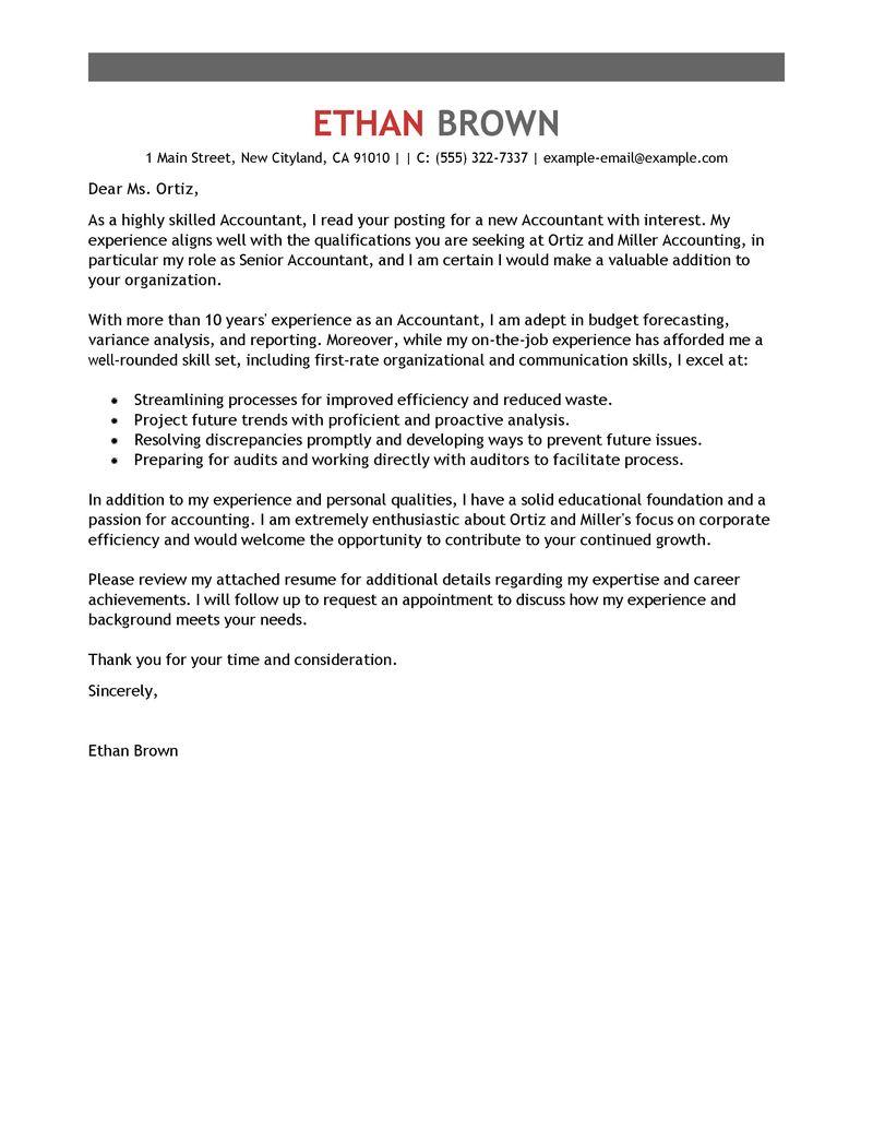 Leading Professional Accountant Cover Letter Examples Resources
