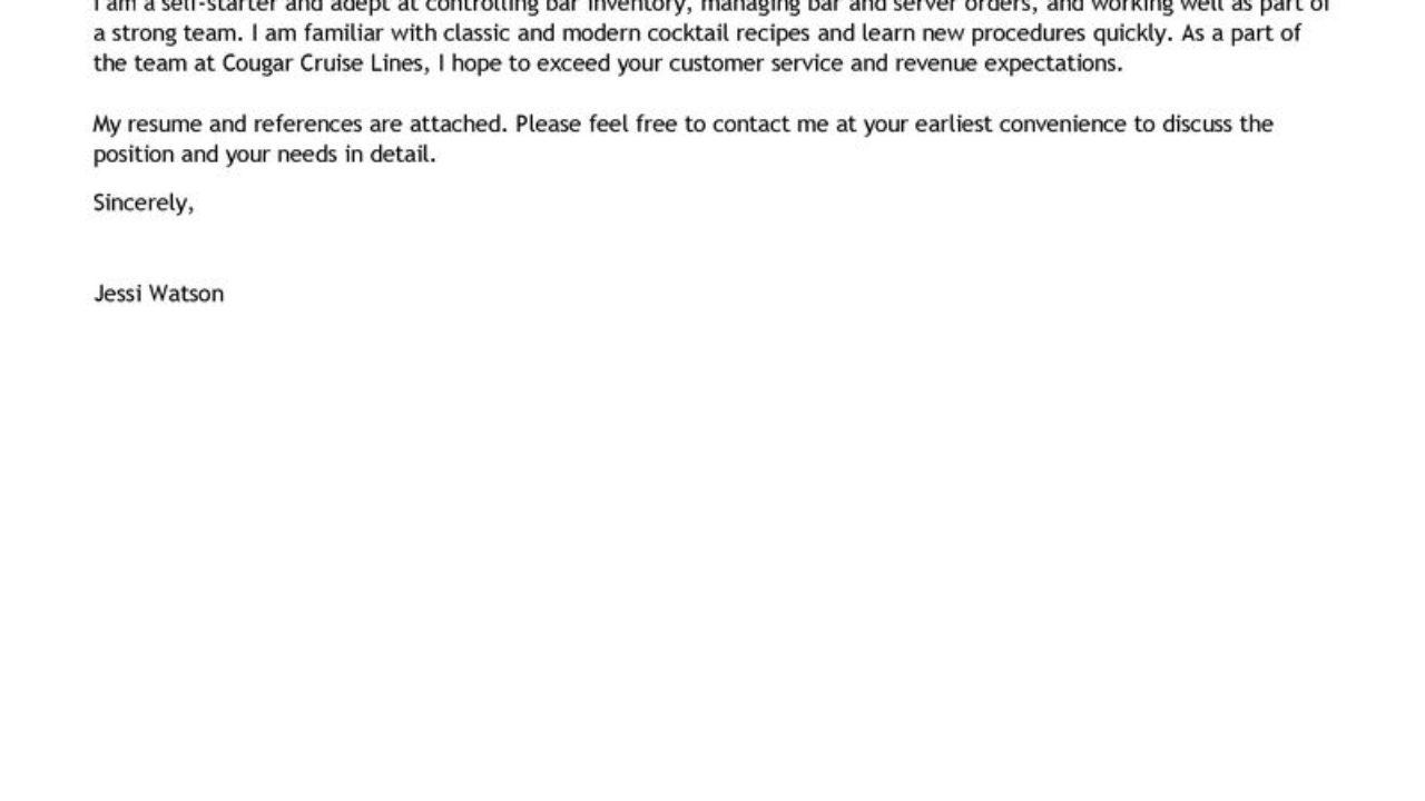 leading professional bartender cover letter examples bartenders cover letter