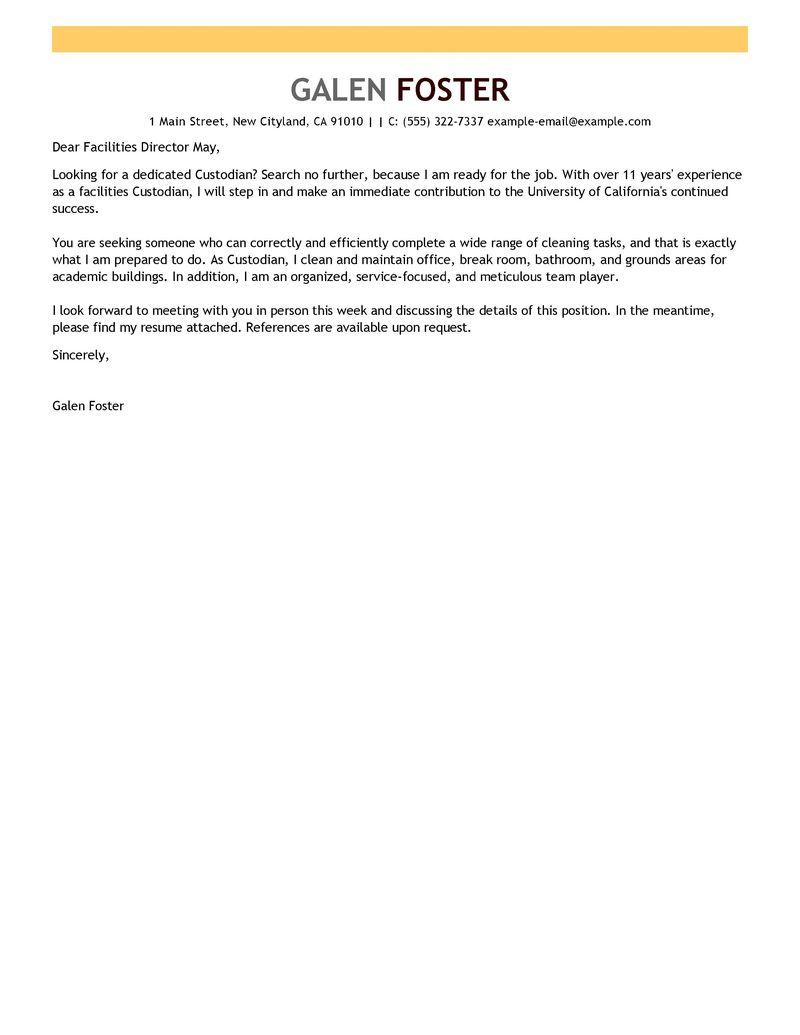 Leading Maintenance Janitorial Cover Letter Examples Resources
