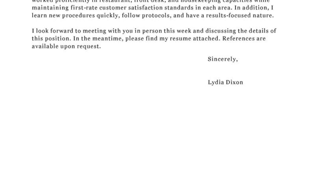 Leading Hotel Hospitality Cover Letter Examples