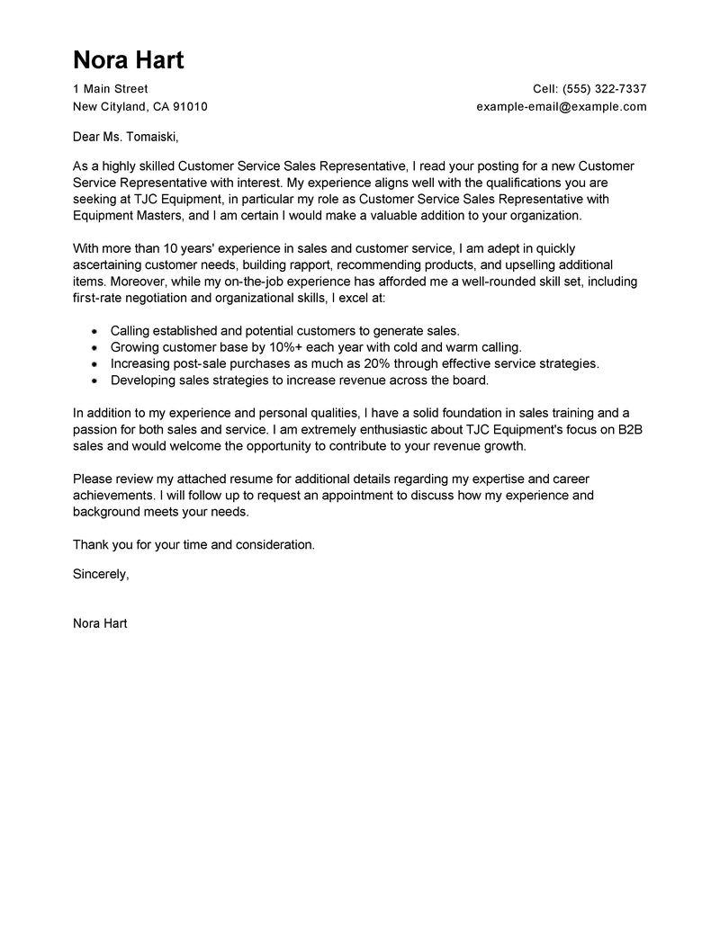 cell phone sales representative cover letter