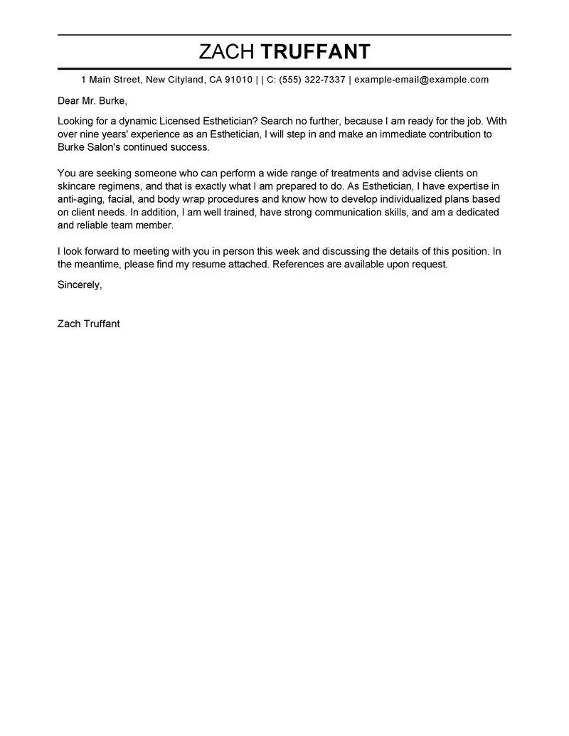 leading professional esthetician cover letter examples salon manager cv