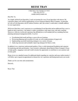 leading sales cover letter examples resources myperfectcoverletter event specialist cover letter