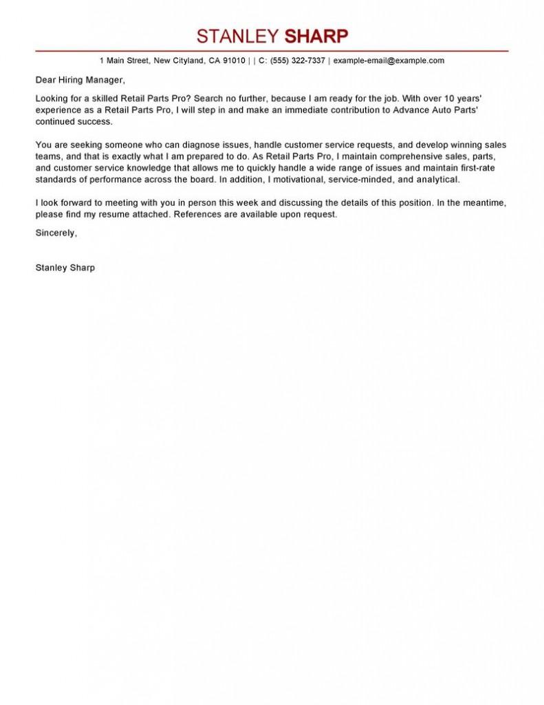 leading professional retail parts pro cover letter examples auto parts sales resume