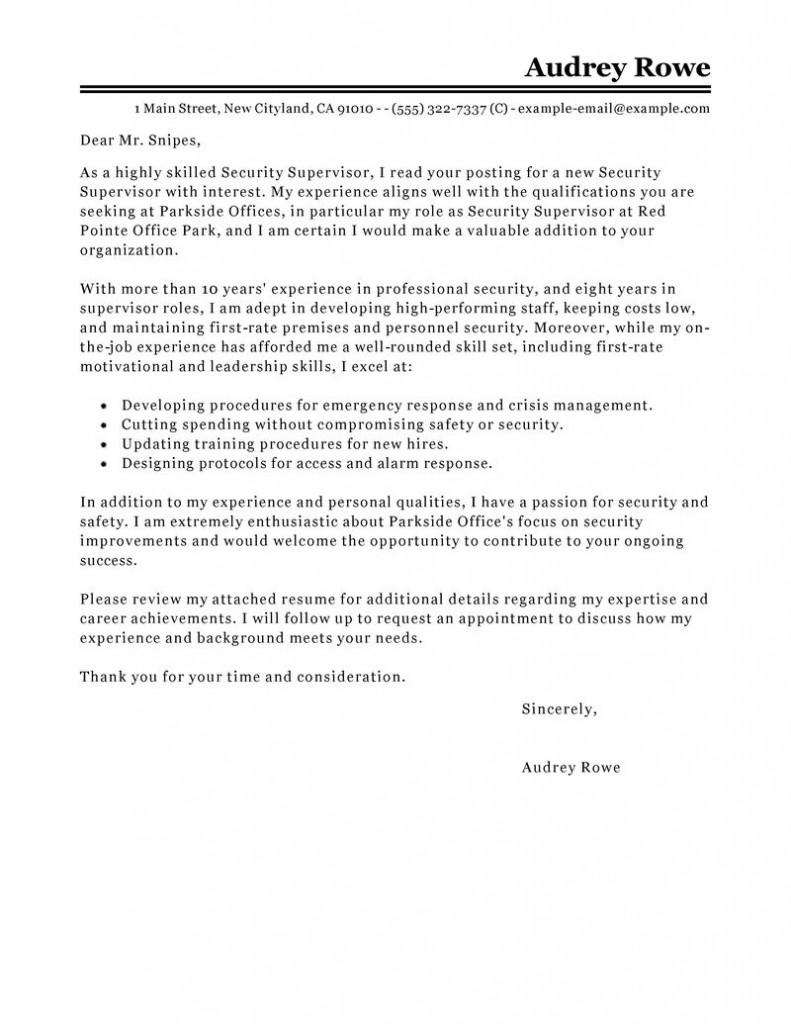 leading professional security supervisor cover letter cover letter for promotion to supervisor