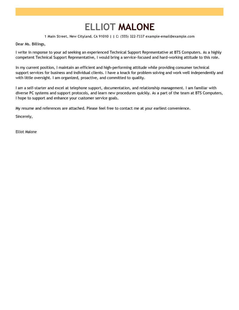 technical services officer cover letter