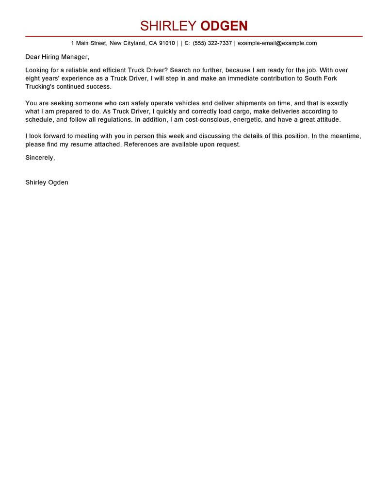 leading professional truck driver cover letter examples sample resume for truck driver with no experience