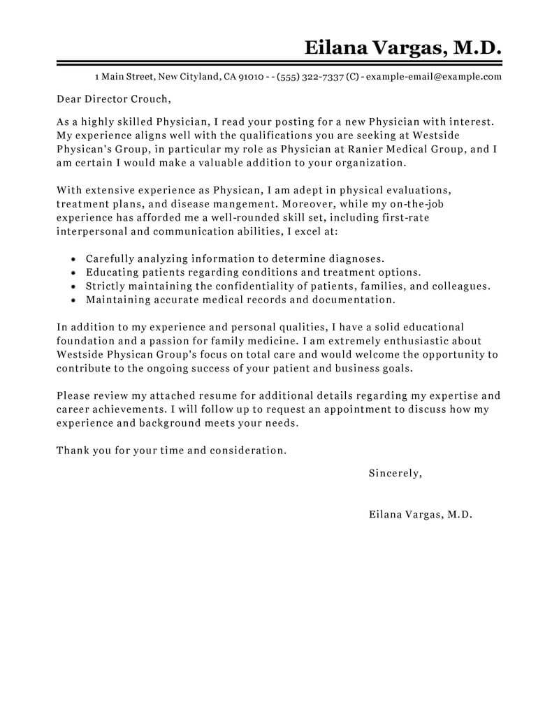 Leading Professional Doctor Cover Letter Examples Resources