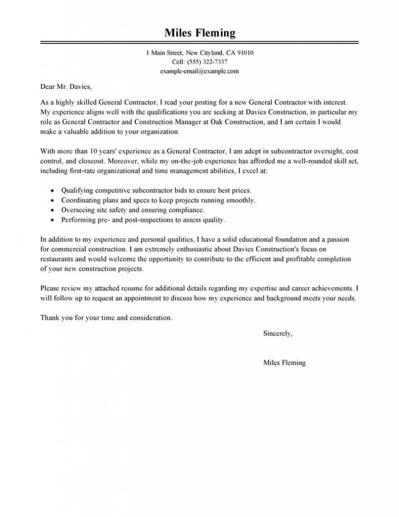 leading professional general contractor cover letter how to make a general resumes