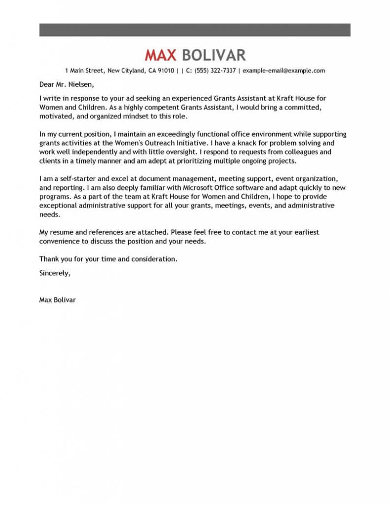 Letter Of Support For Grant Application from www.myperfectcoverletter.com