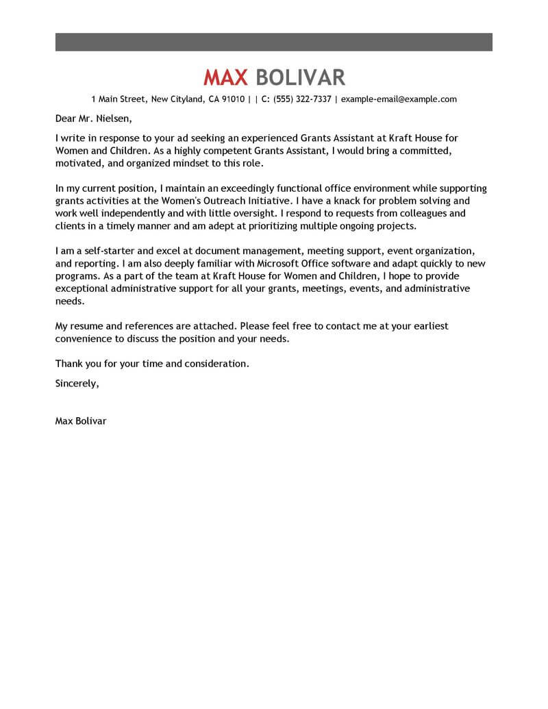how to write an application letter for grant