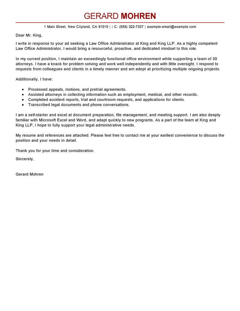 Leading Professional Office Administrator Cover Letter ...