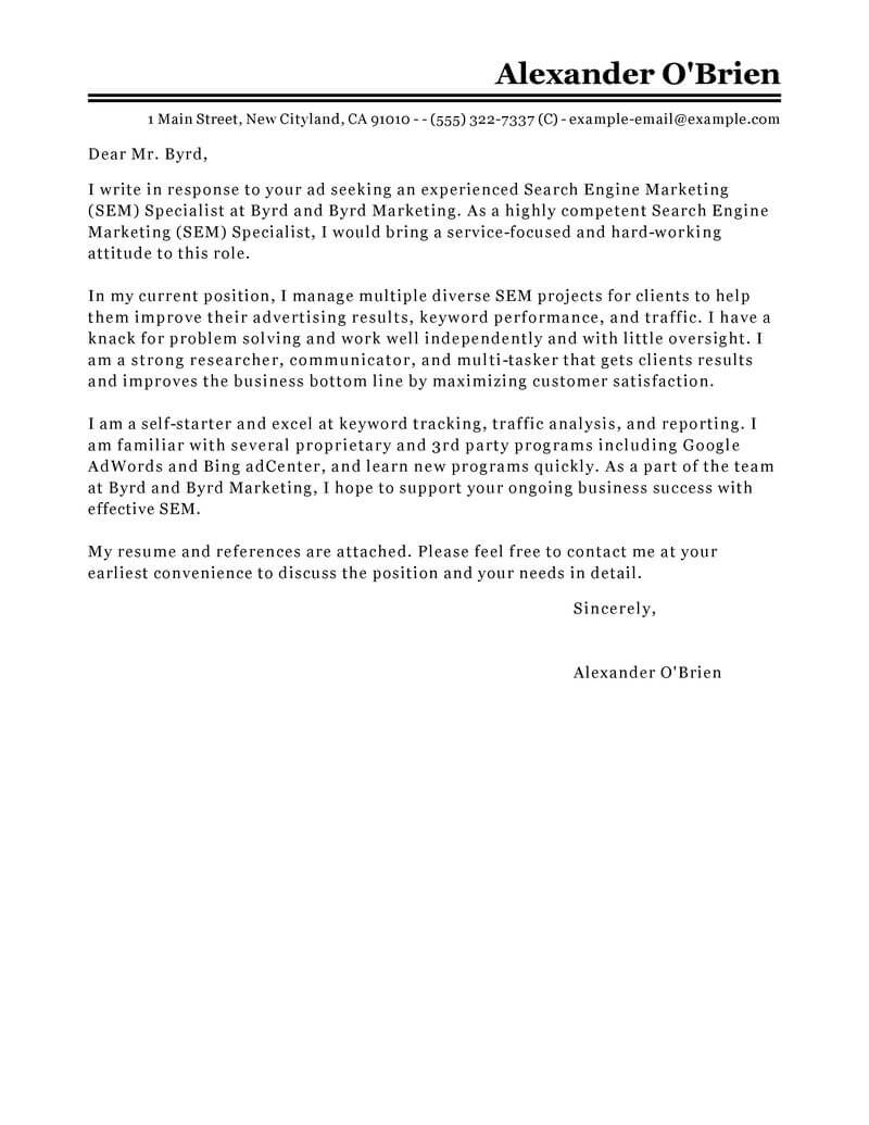 Leading Professional Sem Cover Letter Examples Resources