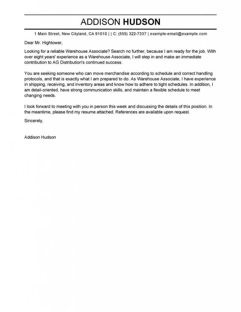 leading professional warehouse associate cover letter warehouse associate job description