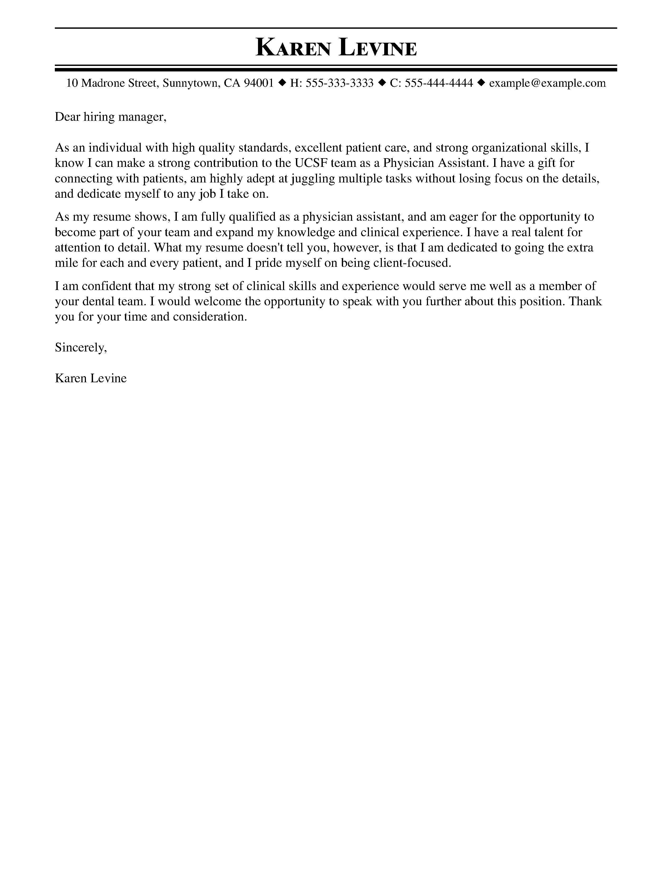 Cover Letter Templates My Perfect Cover Letter